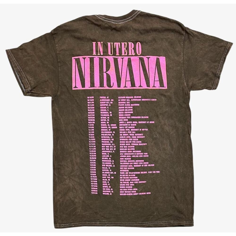 Nirvana T-Shirt Concert Tour In Utero Daze Smile Distressed Vintage Wash Tee - Picture 3 of 4